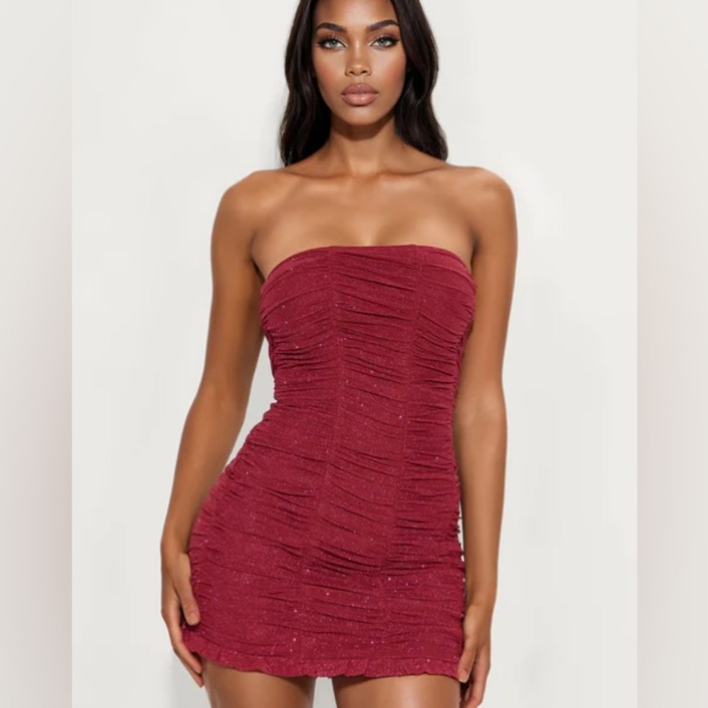 Catarina Ruched Mesh Glitter Mini Dress NEW 🏷️